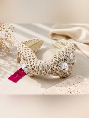 Namjosh Crochet Cream Shell-Embellished Headband